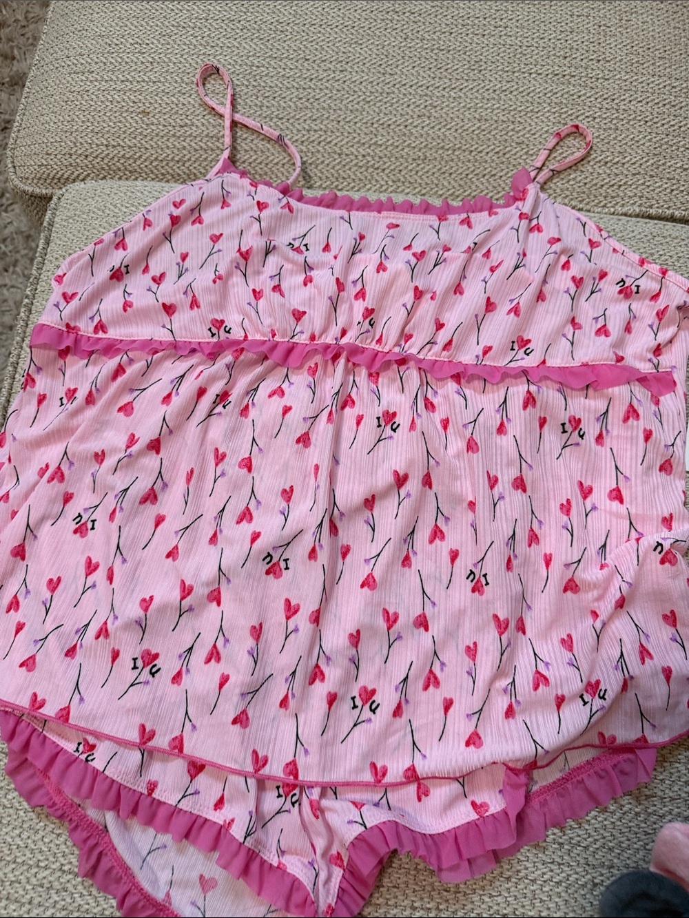 Women’s Pink Heart-Print Sleep Set